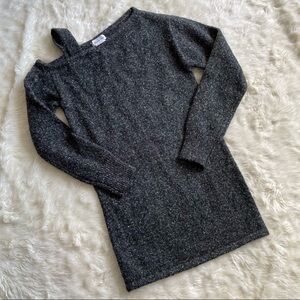 Lovers + Friends Dress Sweater One Shoulder Asymmetrical Mini Gray Sz S